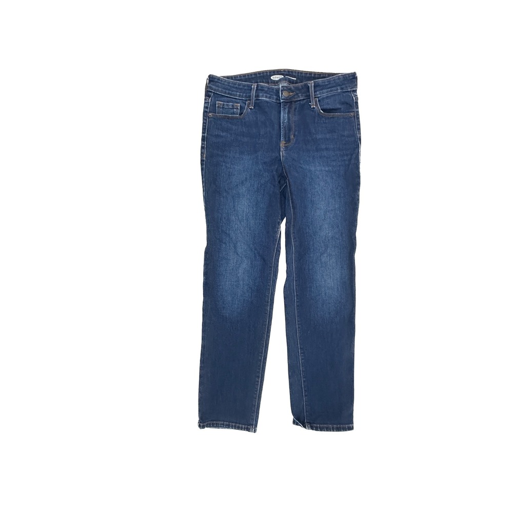 Old Navy Power Straight Jeans Womens 6 Short Dark Wash Blue Denim Stretch